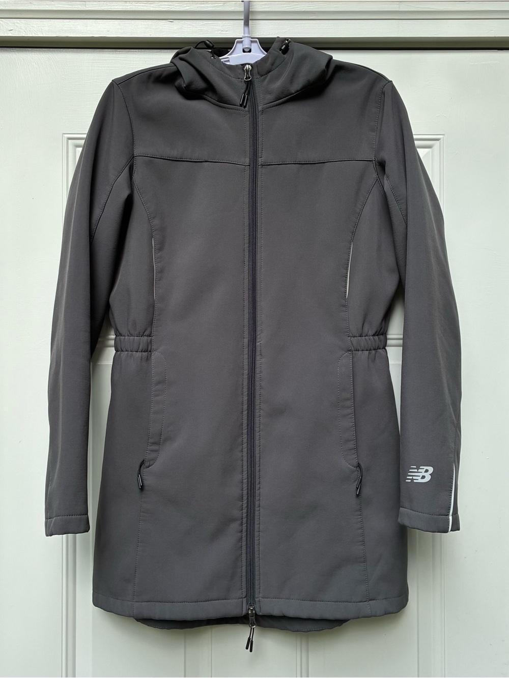 New Balance Lightweight Mid Length Gray Jacket Womans Sz M Raincoat